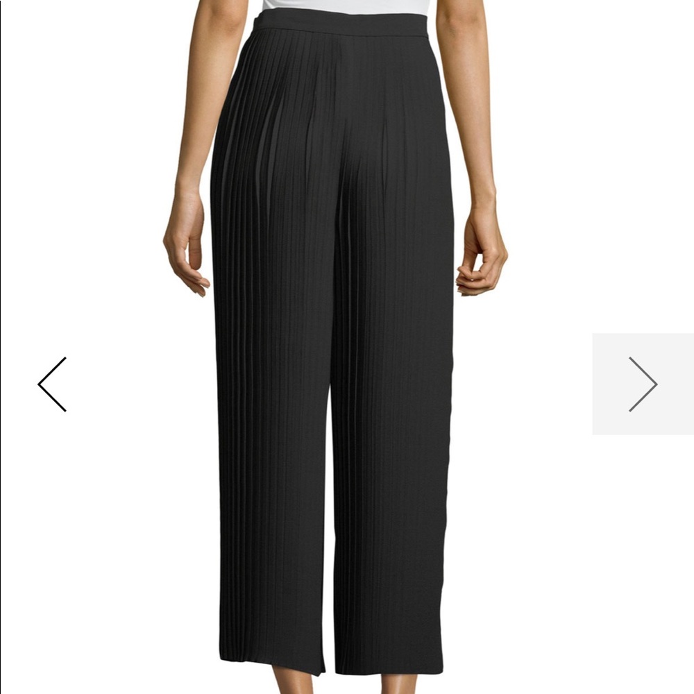 Knife-Pleated Wide-Leg Ankle Pants